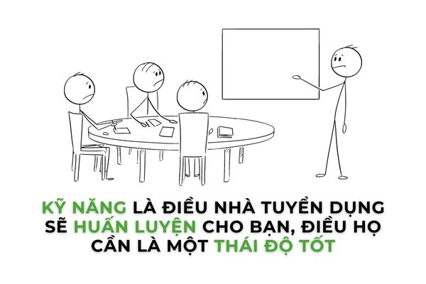 Kỹ năng là điêu nhà tuyển dụng sẽ huấn luyện cho bạn, điều họ cần là 1 thái độ tốt