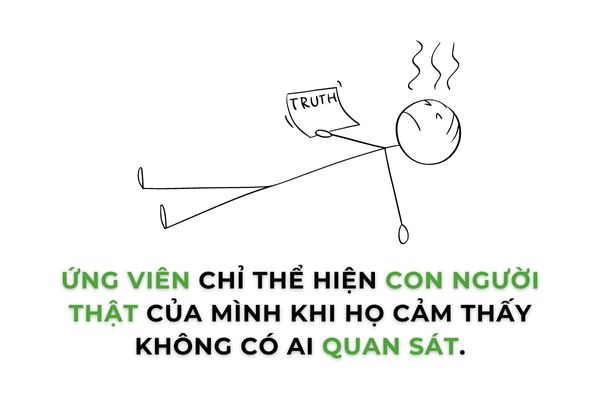 Ứng viên chỉ thể hiện con người thật của mình khi họ cảm thấy không có ai quan sát